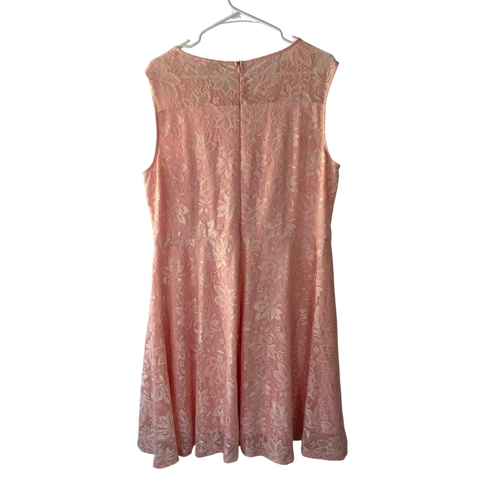 Belle Poque Pink Floral Lace Sleeveless Fit Flare Cocktail Dress XXL Womens - Picture 2 of 13